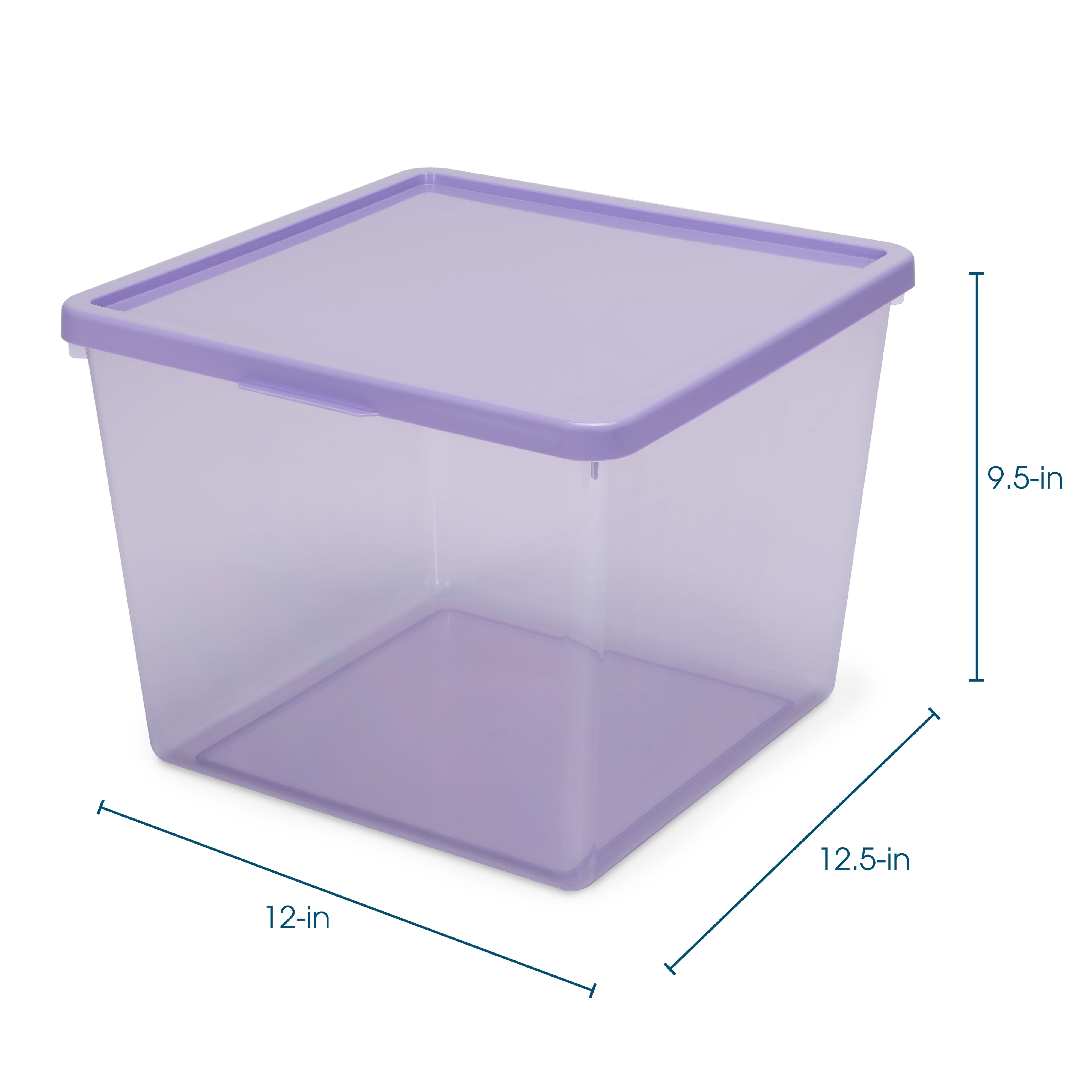 Mainstays Large Plastic Modular Stacking Storage Bin with Lid, Iris Tint