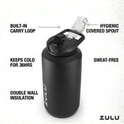 Zulu Goals 64oz Half Gallon Stainless Steel Jug Water Bottle, Black