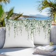 thumbnail image 3 of Green Eucalyptus Leaves Throw Pillow Covers 18x18 Inch Set of 2, Spring Pastoral Rustic Botanical Waterproof Outdoor Pillow Covers, Decorative Cushion Pillowcases for Couch, Sofa, Bed, Garden, Patio, 3 of 9