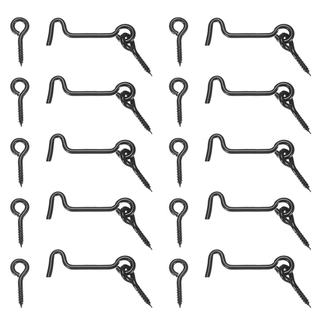Uxcell 10-Pack Gancho y Ojo Pestillo para Puerta 2 Pulgadas Pestillo de Acero al Carbono para Puerta de Granero Pestillo de Gancho y Ojo Negro