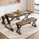 thumbnail image 1 of Dining mesa bench set para 4, kitchen mesa con 2 benches, rectangular dining room mesa set, sturdy metal frame, space-saving para kitchen, dining room, apartment - vintage brown, 1 of 7