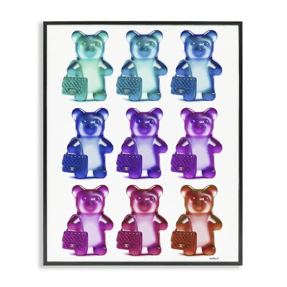 Stupell Industries Fashion Bears & Bags Fashion Painting Black Framed Art Print Wall Art, 11 x 14