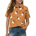 thumbnail image 3 of Grblisyd Uniform Shirts for Girls Cute Animal Print Polo Shirts Short Sleeve with Button for Kids 10-12, 3 of 6