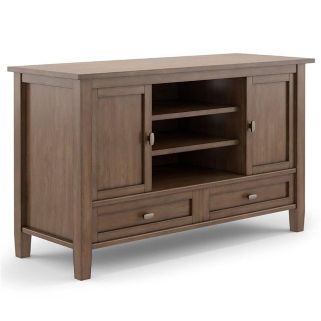 Pemberly Row Farmhouse Wood 47" TV Media Stand in Rustic Natural Brown