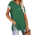 thumbnail image 3 of TEMOFON Tops for Women Casual Summer Short Sleeve Tunic Top Side Split Blouse Baggy Sport Workout T-shirt Green Tees, 3 of 5