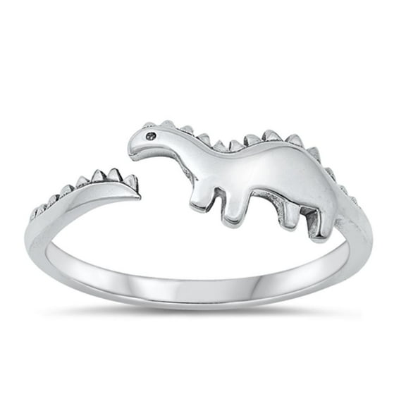 Cute Adjustable Dinosaur Ring .925 Sterling Silver Band Jewelry Female Male Unisex Size 5