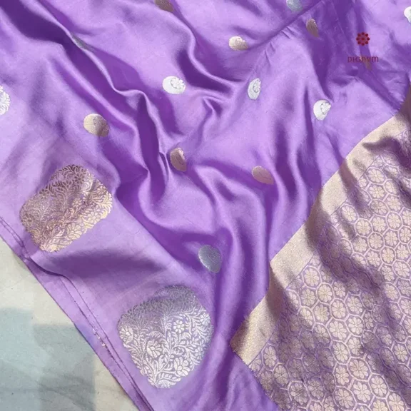 Mauve Handloom Pure Mango Katan Silk Banarasi Saree