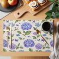 thumbnail image 2 of Purple Hydrangeas Placemats Set of 4 Botanical Garden Florals Retro Place Mats Indoor Wipeable Table Mats Washable Cloth Dining Table Placemats for Kitchen Holiday Party Home Decor 13x19 Inch, 2 of 9