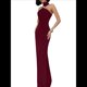thumbnail image 3 of Vestidos Largos Formales Elegantes para Mujer, con Cuello Alto, Sin Mangas, Abertura en la Espalda, para Fiestas, Cócteles y Bodas Vino Tinto M, 3 of 10