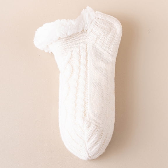 Dwellite Slipper Socks for Unisex with Non Slip Fuzzy Socks Warm Winter Plush Slipper Socks White
