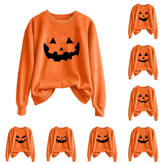 Halloween Sweatshirt for Women Timeless Womens Hoodless Sweatshirt Casual Letter Crew Neck for Comfort and Seasonal Style in Fall and Winter Black XL