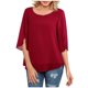 thumbnail image 2 of Puntoco moda mujer casual cuello redondo suelta tops 3/4 manga gasa blusa camisa tops Puntoco Puntoco-6926, 2 of 5