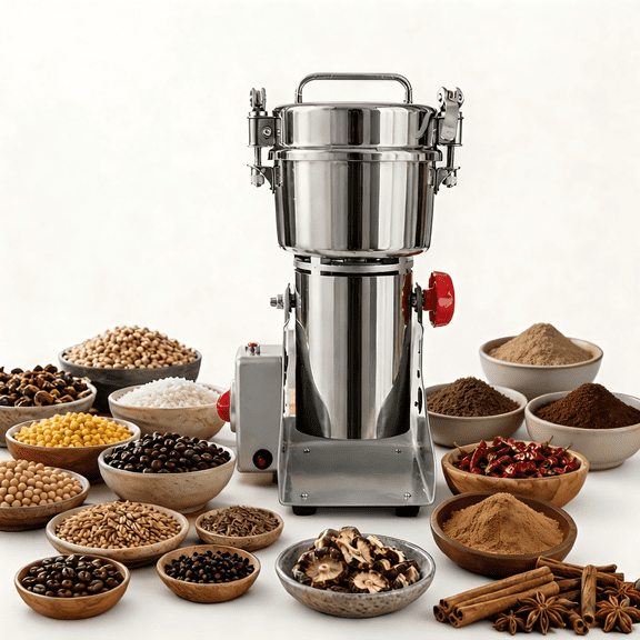 Energy Efficient Versatile Mixer,Stainless Steel Electric Grinder for Beans & Spices,Coffee Grinder Machine,7.5x7x15 inch Pulverizer Powder Machine