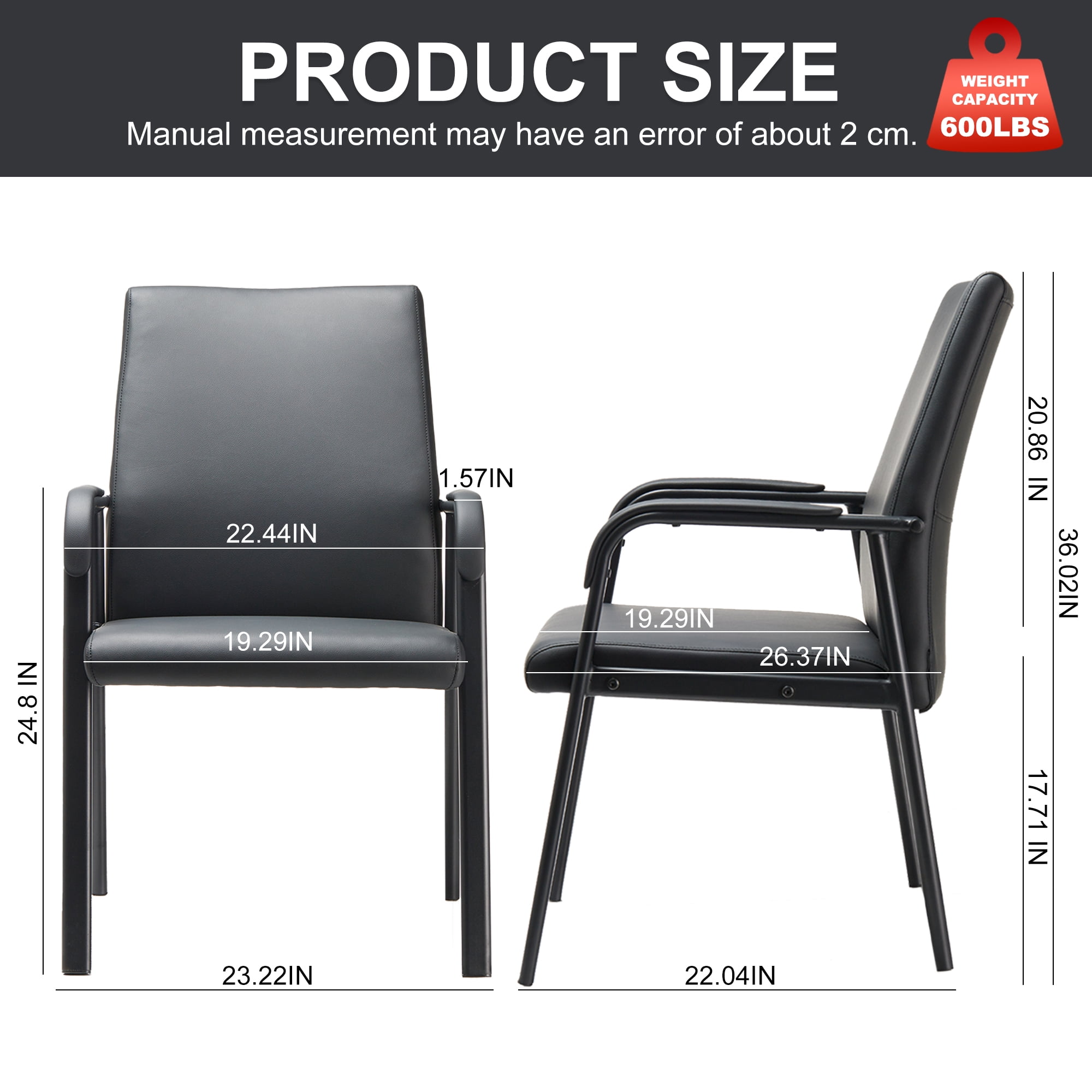 PU Leather Office Chairs Computer Desk Chair with Mid Back Padded Armrests No Wheels, Black