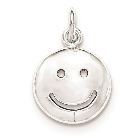 925 Sterling Silver Polished Smiley Face Open-back Charm Pendant