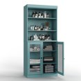 thumbnail image 3 of 100% Solid Wood 32" Bathroom Cabinet with Clear Glass Doors and Adjustable Shelves, 3 of 4