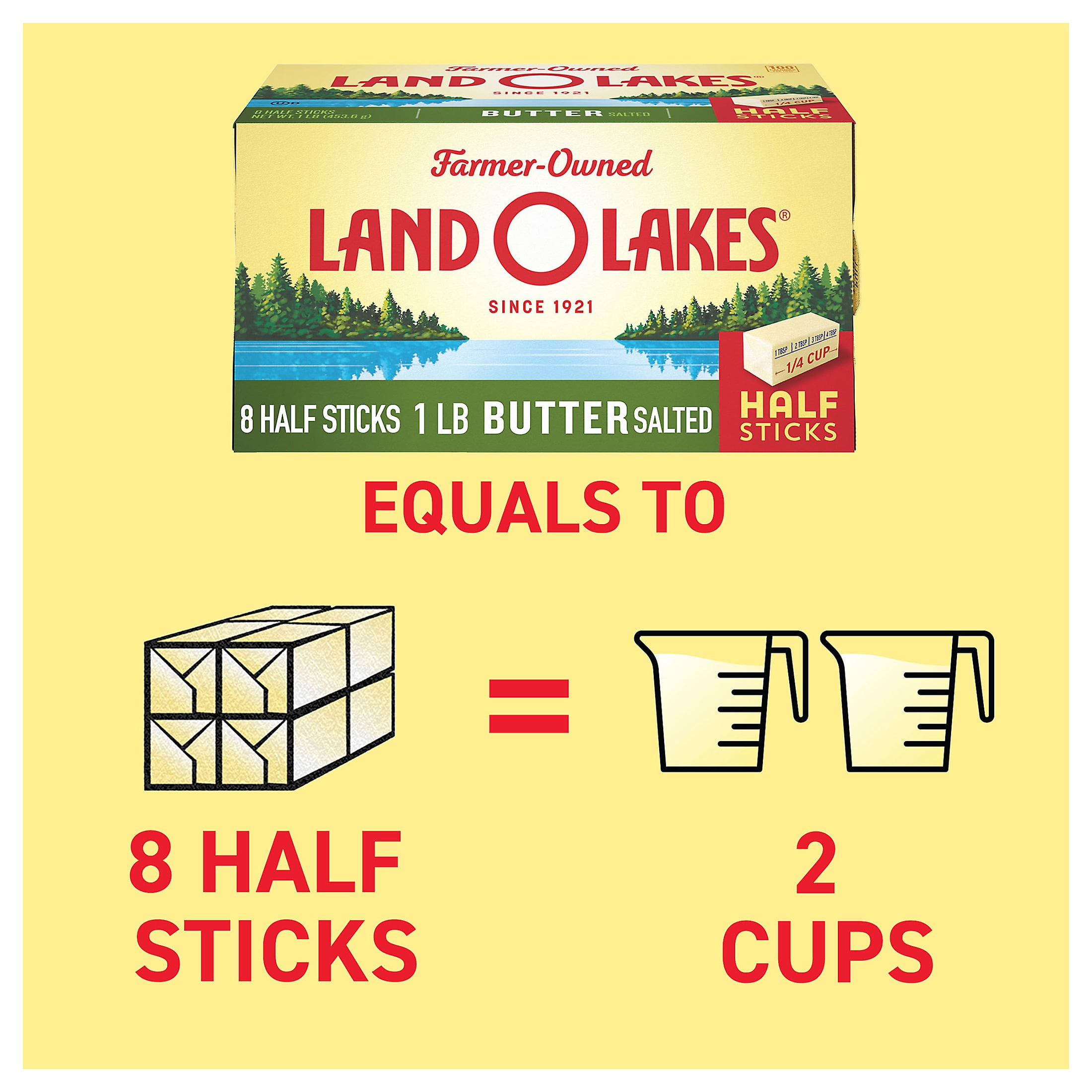 Land O Lakes Salted Butter in Half Sticks, 8 Half Sticks, 1 lb Pack