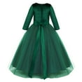 thumbnail image 3 of IBTOM CASTLE Flower Girl Velvet Floral Gradient Sequins Dress for Kids Wedding Bridesmaid Pageant Communion Formal Princess Puffy Gown 7-8 Years Green, 3 of 8