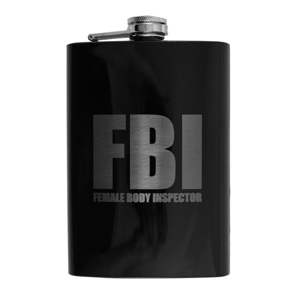 8oz BLACK Female Body Inspector Flask L1