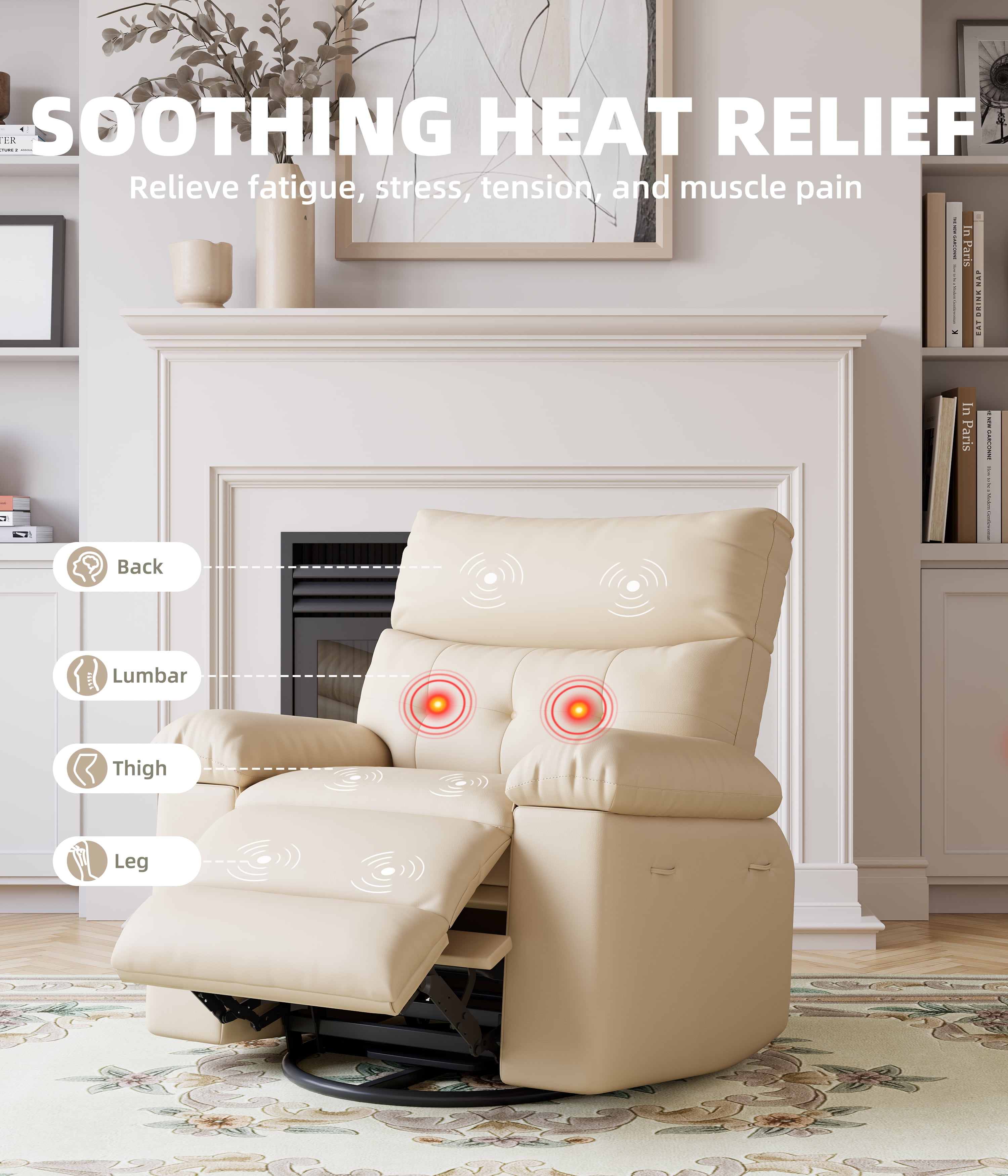 Oversized Recliner Chairs with Heat and Massage - 360°Swivel Lazy Boy Recliner Chair for Adults-Manual Rocking Chair with Remote Control for Living Rooms,Bedrooms and Nurseries