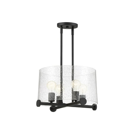 

Matte Black Tone Finish Pendants 16 Wide Clear Seedy Glass Medium Base 4 Light Fixture