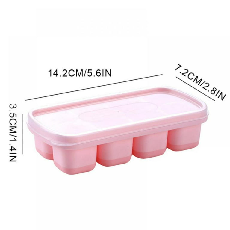 Ice Cube Trays with Lids Large Size Silicone Square Ice Cube Molds 4/6/8  Grid