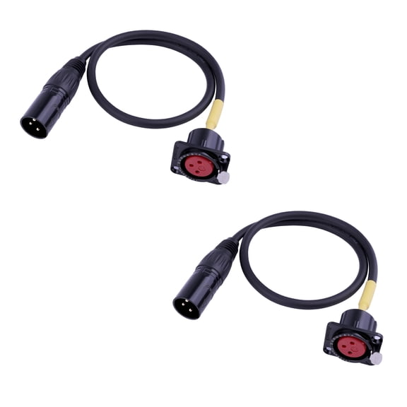 BESCOOS D-Type Panel Mount to Male/Female Connector Cable Ultra Flexible 3pin Microphone Cable Ideal for Audio and Video Equipment |50cm 20inch 2Pcs (D-XLR Female to XLR Male_2Pcs)