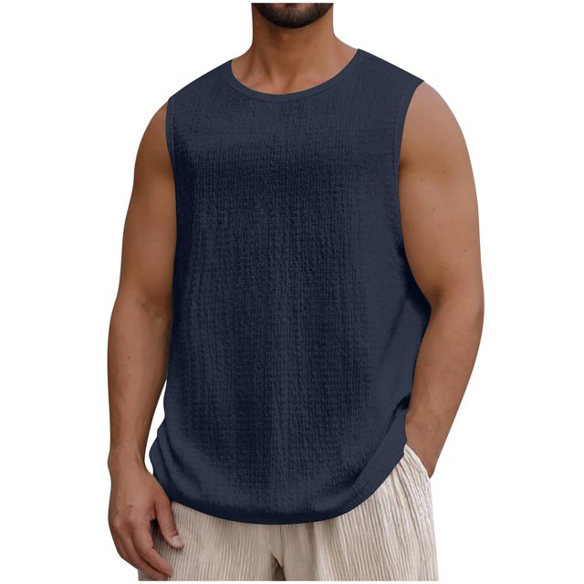 Bocqde Débardeurs d'Entraînement pour Hommes, T-Shirts de Musculation Décontractés Unis Sans Manches Col Rond Blouses
