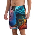 thumbnail image 2 of Susaid Vibrant Fluid Motion Art Print Men's Swim Trunks Hawaiian Bathing Mesh Lining Suit Swimsuits Beach Shorts with Pockets-X-Large, 2 of 6