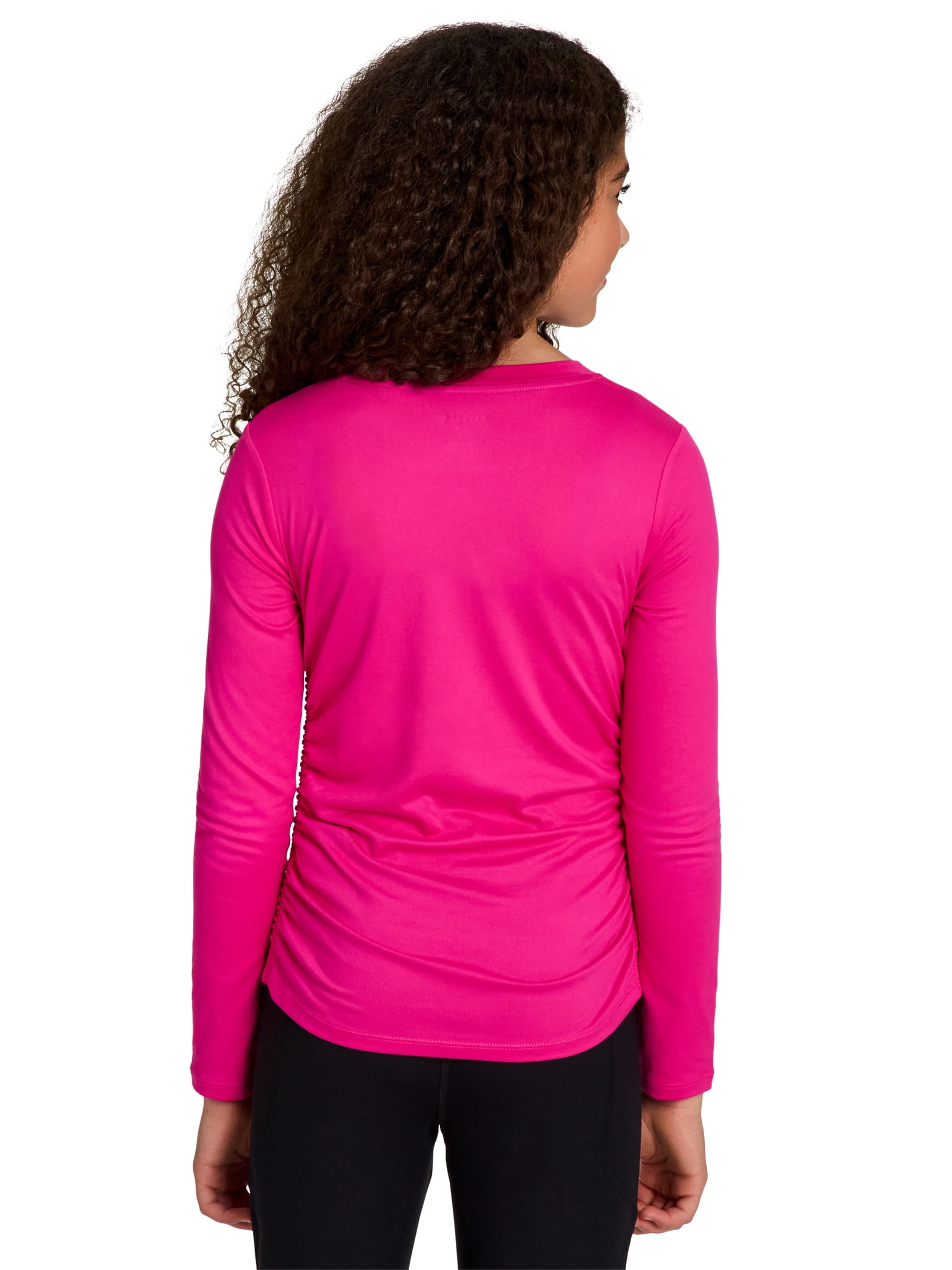 Reebok Girl's Legacy Performance Long Sleeve Side Ruched Top, Sizes 4-18
