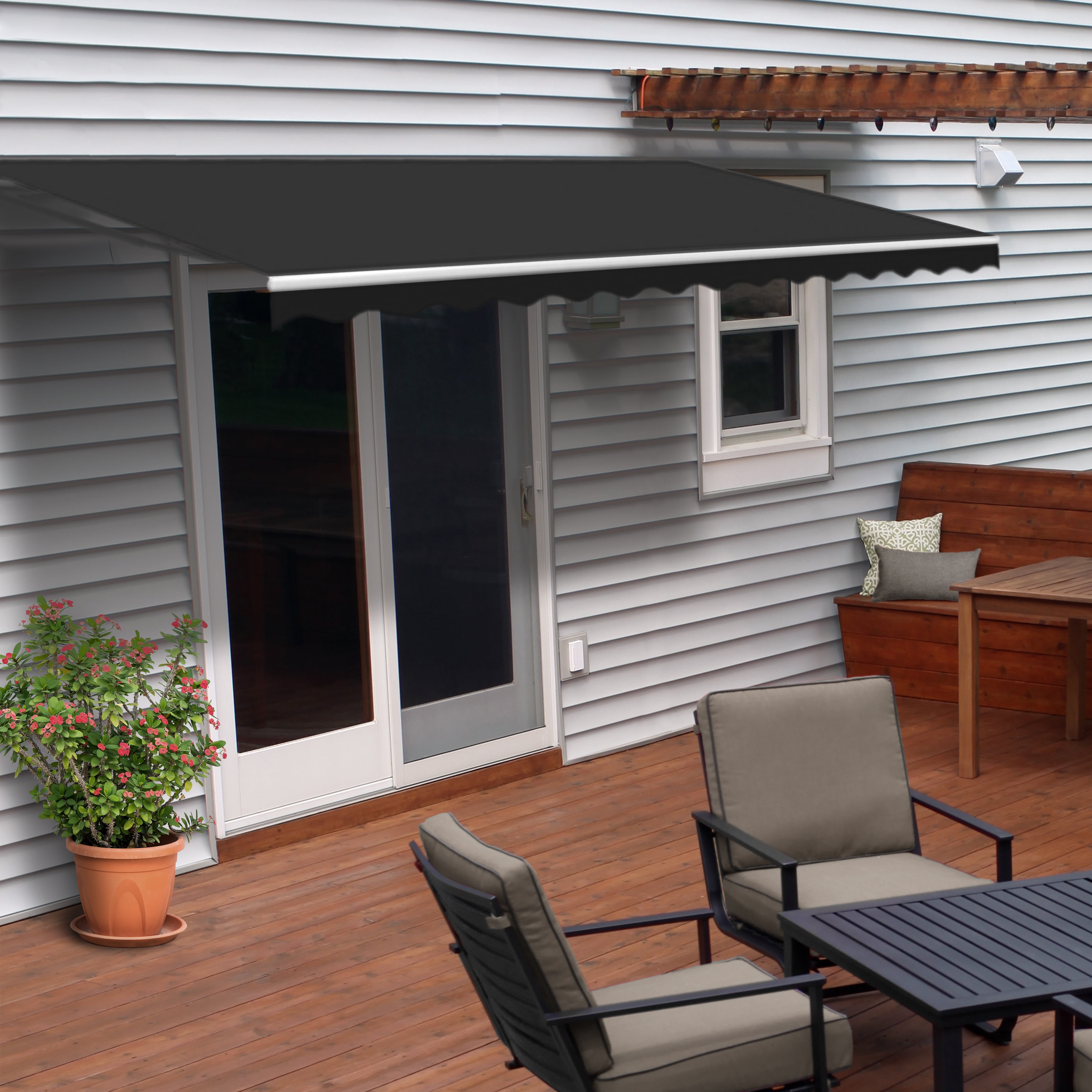 ALEKO Fabric Replacement For 10x8 Ft Retractable Awning Black Color 