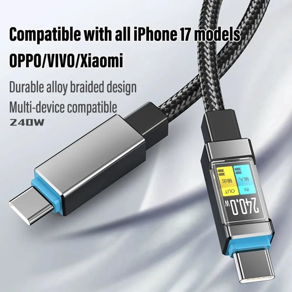240W Type-C to Type-C Fast Charging Data Cable for iPhone 15 16 17 pro max Samsung Huawei Xiaomi OPPO Phone