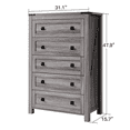 thumbnail image 6 of CHITOOMA 5 Drawer Dressers for Bedroom, Adult Tall Wooden Storage Cabine with Double Handle, Chest of Drawers for Living Room Hallway, Gray, 6 of 19