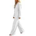 thumbnail image 6 of Mifsaly 2 Piece Pajama Set for Women V Neck Long Sleeve Button Down Nightwear and Relaxed Fit Lounge Pants Comfortable Loose Casual Home Outfits White,S, 6 of 7