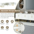 thumbnail image 4 of Gzxs Contemporary TV Stand with 4 Doors, Gold Handles & Metal Legs, Adjustable Shelves and Cable Management, for TVs up to 80", White Media Console for Living Room, Home Theater, 4 of 9