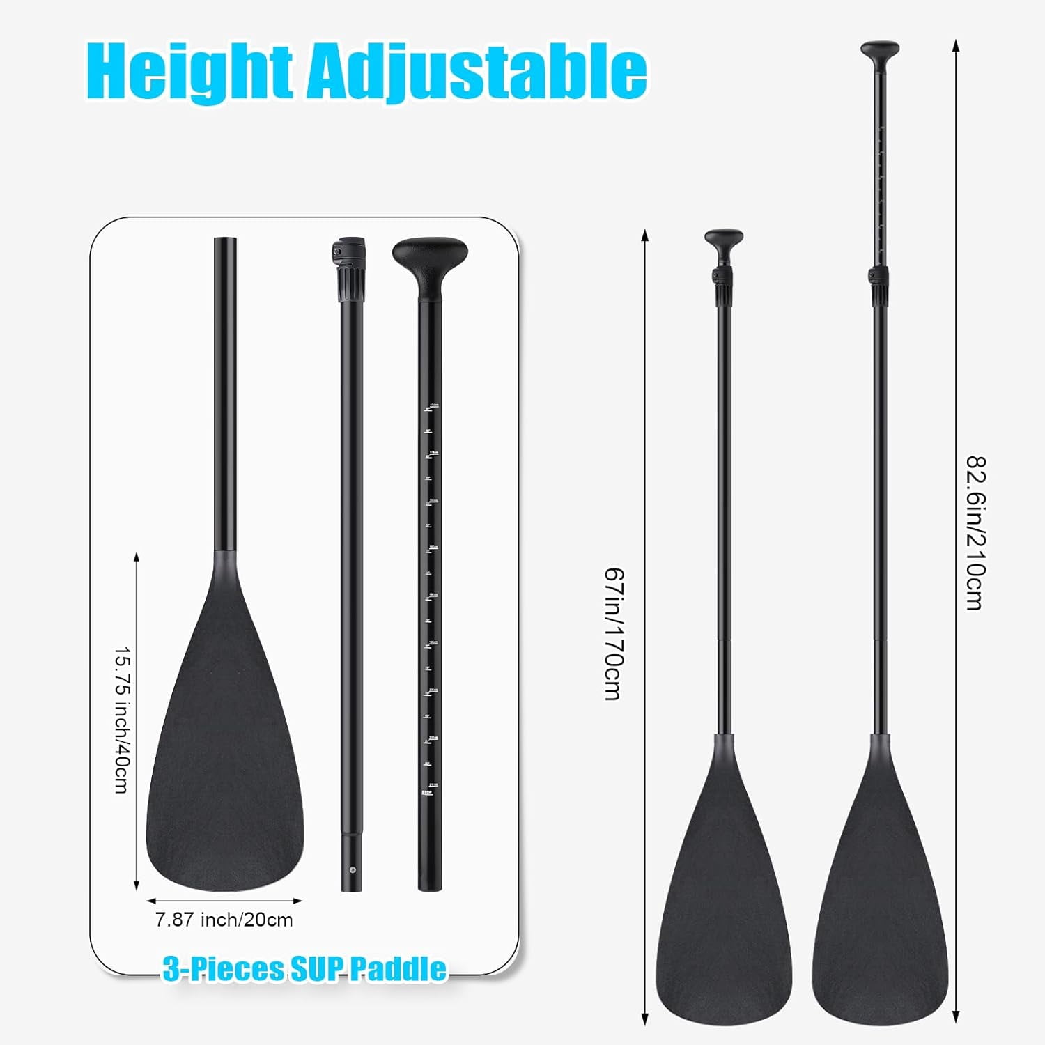 Adjustable Detachable Stand Up Paddle Board Oar Set Aluminum Alloy Shaft Kayak Surfing Fishing
