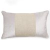 MoDRN Glam Striped Linen and Velvet Oblong Decorative Throw Pillow, 14" x 20"