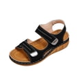 thumbnail image 2 of Xdegoge Wedge Sandals for Women Summer Hook and Loop Straps Metallic Hardware Platform Walking Shoes Open Toe Casual Beach Dressy Footwear Non Slip Sole Ladies Sandals, 2 of 6