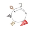 thumbnail image 2 of Delight Jewelry Acrylic 1.25" Red Cheer Megaphone Multi-Colored Crystal Love Charm Bracelet, 2 of 5