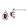 thumbnail image 1 of 925 Sterling Silver Created Ruby Diamond Stud Earrings Ball Button Birthstone July, 1 of 6