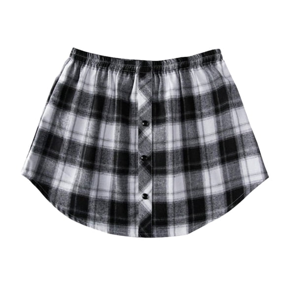 BUWTTER Skirts for Women Layered Mini Fashionable Plaid Pattern Outfits Casual Wear Summer Black Skirt XXXXL