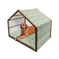 thumbnail image 1 of Tropical Pet House, Island Aloha Nature Art Pattern with Toucan Flamingos Cactuses and Exotic Leaves, Outdoor & Indoor Portable Dog Kennel with Pillow and Cover, 5 Sizes, Multicolor, by Ambesonne, 1 of 4