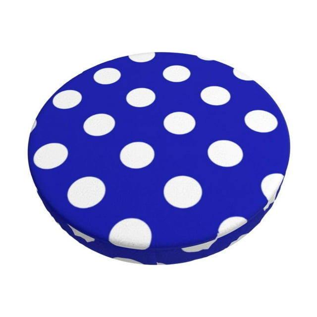 Disketp Blue And White Polka Dot Funda Redonda para Taburete, Funda de Cojín para Silla de Bar Suave y Elástica-14 inch