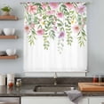 thumbnail image 4 of Pink Green Spring Semi Sheer Curtains Drapes for Living Room,Bedroom,French Doors Window 108 Inches Long,Floral Eucalyptus Leaves Watercolor Plant Rod Pocket Chiffon Curtain Voile Drapery Panel, 4 of 8