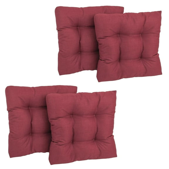 Blazing Needles 19-inch Squared Spun Polyester Tufted Dining Chair Cushion (Set of Four)