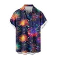 thumbnail image 5 of PNTUTB Fashionable Men's Firework Print Collared Button Down Casual Short Sleeve Loose Comfort Blouse, 5 of 6