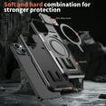 thumbnail image 2 of ELEHOLD Magnetic Case for iPhone 15 Pro, Military Grade Shockproof Rugged Case Built-in Metal Camera Cover with Stand,Black, 2 of 6