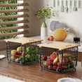 thumbnail image 3 of TINANA Stackable Fruit Baskets with Bamboo Top: 2 Pack Pantry Organizer for Kitchen Counter, Storage Wire Organizing Basket for Fruit, Vegetable, Bread- Black, 3 of 8
