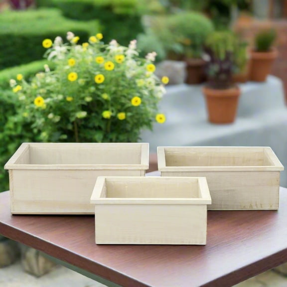 Aelric Wooden Square Planter Set (Set of 3)