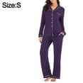thumbnail image 2 of Púrpura Inicio Ropa Pijamas Mujer Primavera/Verano Modal Manga Larga Cárdigan Conjunto De Dos Piezas, 2 of 5